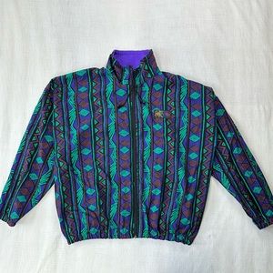 Vintage 1980s Geometric pattern nylon surf windbreaker
